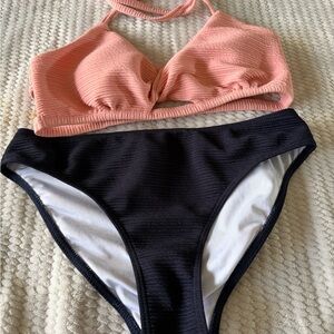 Cupshe Dark Blue and White Bikini